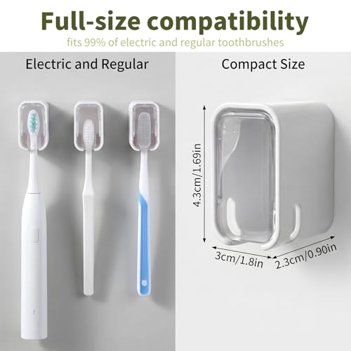 Hanging Toothbrush Holder with Cover - 2PCS Self-Adhesive Wall Mount