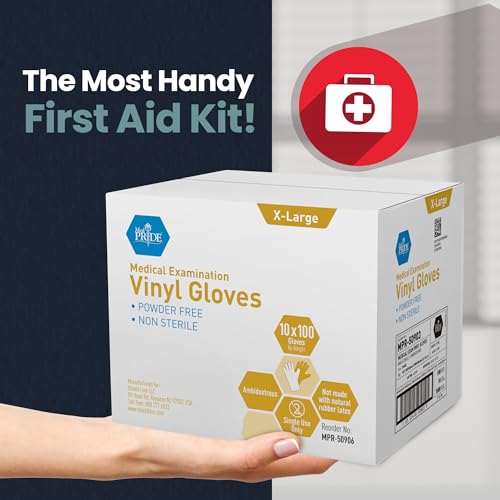 MED PRIDE X-Large Disposable Vinyl Exam Gloves - 1000 Count