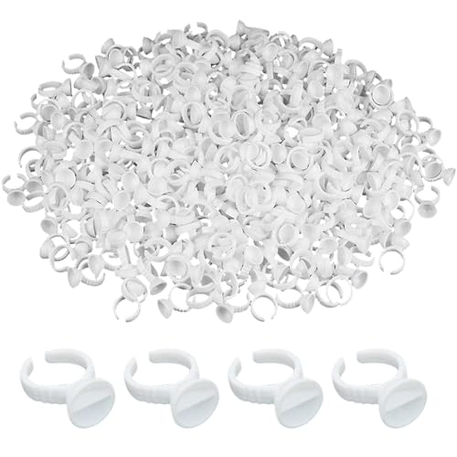 Romlon 300PCS Lash Glue Rings with Divider for Eyelash Extensions and Tattoo Ink