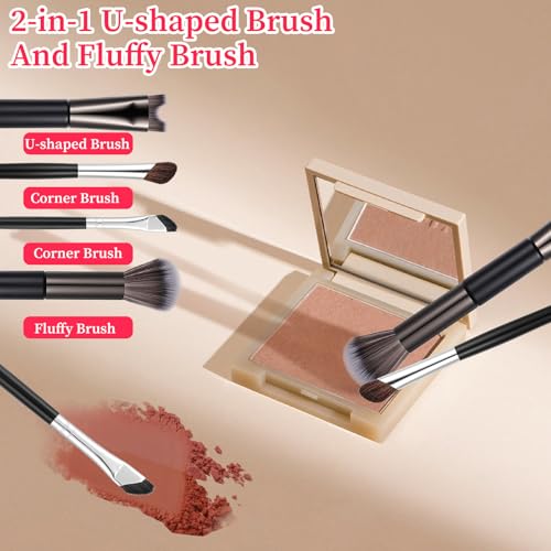 Matwsec Dual-Ended Nose Contour Brush Set, 3PCS Angled Makeup Brushes