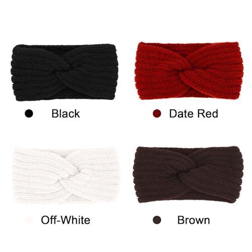 Moikolok 4-Pack Stretchy Winter Headbands Ear Warmers for Women