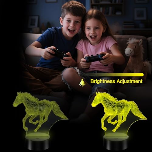 3D Horse Illusion Night Light - 16 Color Changing LED Lamp with Remote