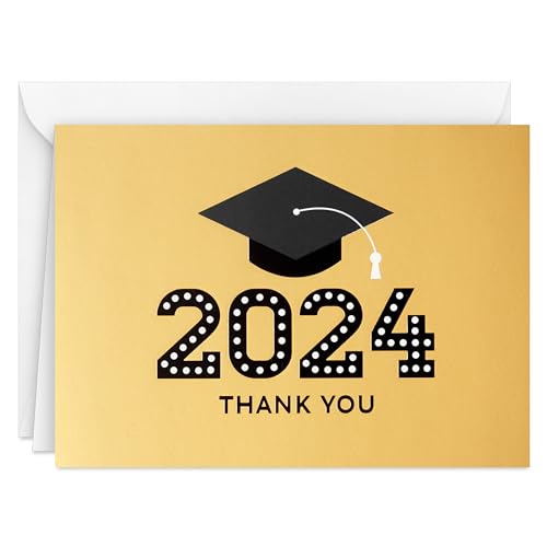 Hallmark Class of 2024 Graduation Thank You Cards - 40 Pack Gold Foil