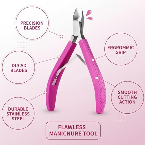 Cuticle Trimmer Stainless Steel Professional Nail Cutter with Silicone Handle