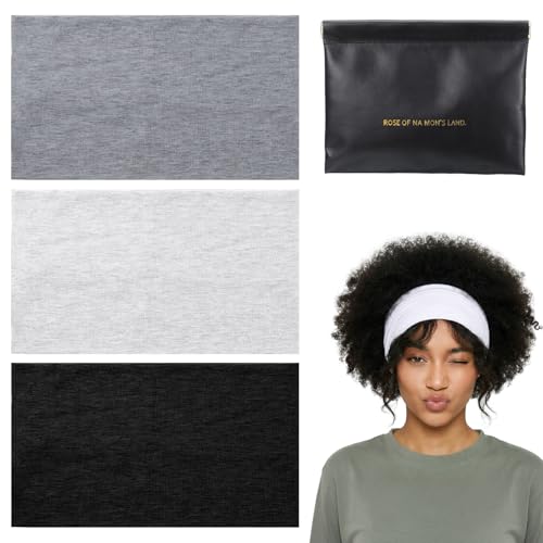 Gemoioio 3-Pack Non-Slip Wide Headbands for Women - Stretchy Boho Hair Bands for Yoga, Workout and Skincare