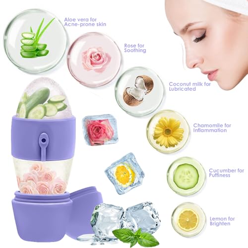 Luckyrao Silicone Ice Roller for Face and Eye Massage, Purple Reusable Facial Ice Mold