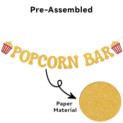 Popcorn Bar Banner - Glitter Decor for Birthday & Bachelorette Parties