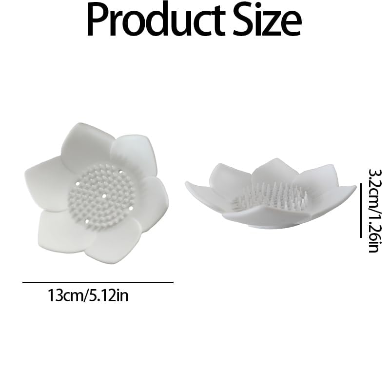 2-Pack Lotus Silicone Soap Dish Holder - Self-Draining Bathroom Accessory