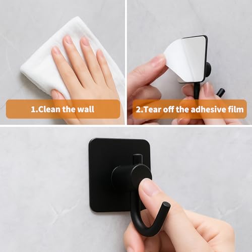Heavy Duty Adhesive Hooks - 2 Pack Wall Mount Hooks for Bathroom & Kitchen
