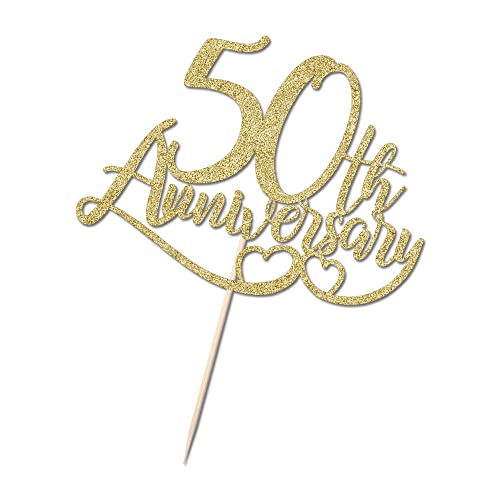 50th Anniversary Cake Topper - Glittery Happy 50th Decoration