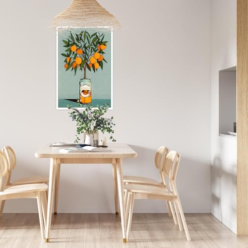 Retro Orange Tree Wall Art - Vintage Botanical Canvas Print 8x12in