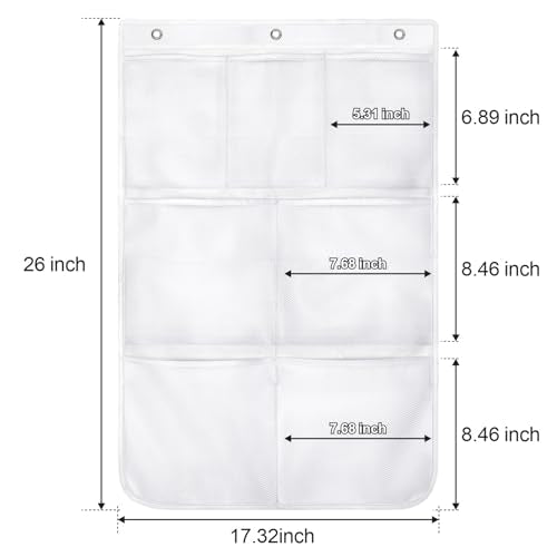 F-color White 7-Pocket Mesh Shower Caddy - Hanging Organizer for Cruise