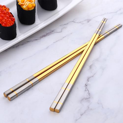 Reusable Stainless Steel Chopsticks - Dishwasher Safe, 9.06"