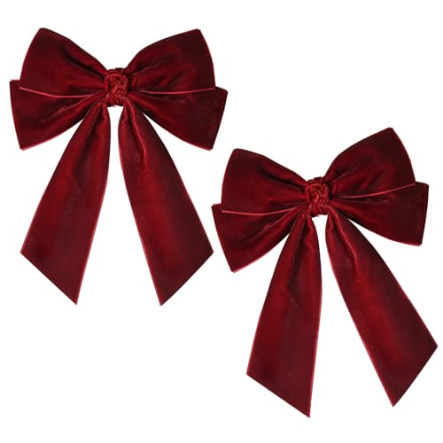 Red Velvet Hair Bow Clips for Women and Girls, 2-Pack