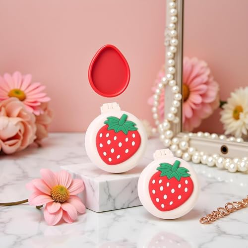 ZLmoue 2-Pack Strawberry Travel Hair Brush with Built-in Mirror