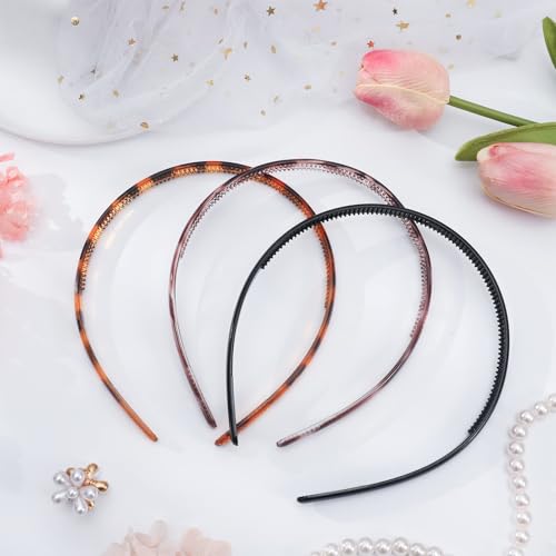 Plastic Headbands with Teeth 6-Pack - Non-Slip Hair Bands for Women and Men