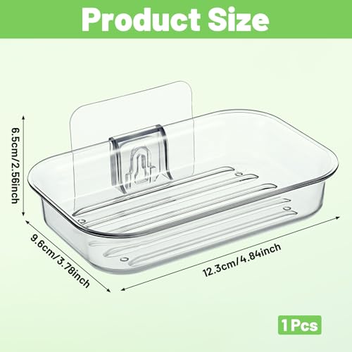 Wall-Mounted Clear Soap Dish with Self-Draining Design