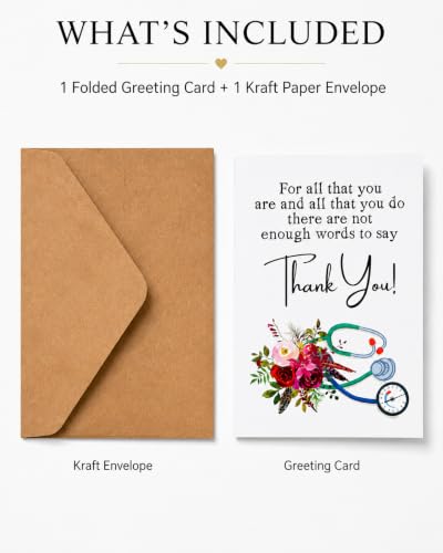 Nurse Thank You Card for Doctors and Healthcare Workers, 5x7 in