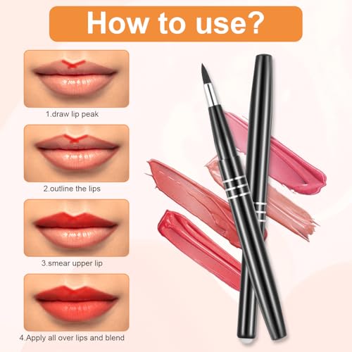 AOZUO 4Pcs Retractable Lip Brush Portable Travel Lipstick Applicator with Cap