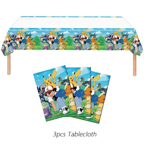 Anime Party Tablecloths - 3 Pack Disposable Waterproof Covers