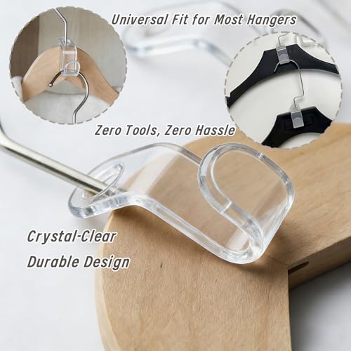 Clear Hanger Connector Hooks - 50PCS Space Saving Closet Clips