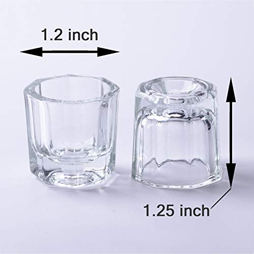 Bulex Clear Glass Dappen Dish for Nails 2 Pack - Acrylic Liquid Powder Cup