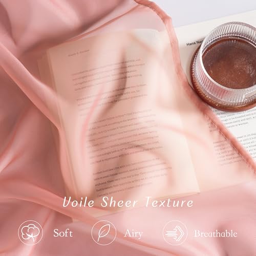 NICETOWN Coral Pink Sheer Curtains - 96 Inch Grommet Drapes, 2 Panels
