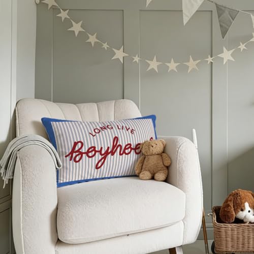Long Live Boyhood Throw Pillow Cover 12x20 for Kids Room