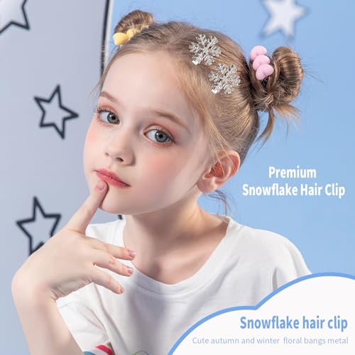 Snowflake Hair Clips 12 Pcs Rhinestone Pearl Christmas Mini Barrettes