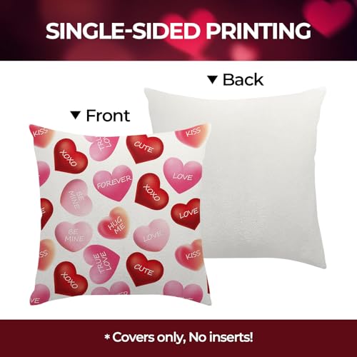 Valentine Throw Pillow Covers 18x18 Set of 2 Soft Polyester Heart Print
