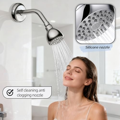 High Pressure Shower Head with 360° Rotating Chrome Finish