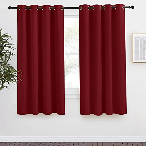 NICETOWN Burgundy Blackout Curtains, 55x68 Inch, Thermal Insulated Window Treatment