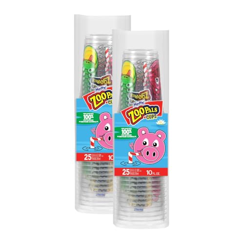 Hefty Zoo Pals Kids Plastic Cups - Animal Printed 10 oz. Pack of 2