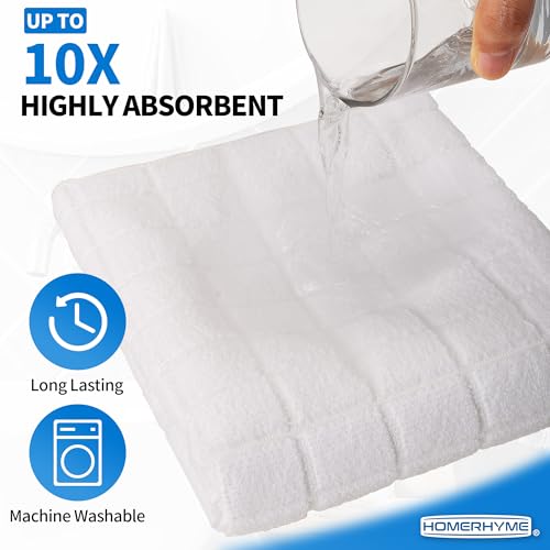 HOMERHYME Microfiber Hand Towels - 6 Pack, White, 25" x 15" Quick Dry