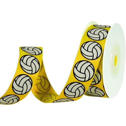 YKW Volleyball Satin Ribbon - 5/8 Inch x 10 Yards, Yellow