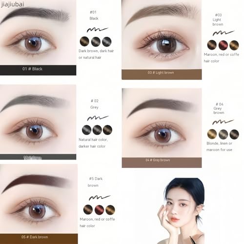 Dual-Ended Waterproof Eyebrow Pencil Set - 5 Colors Sweat-Proof