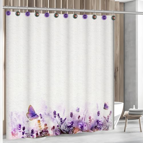 12PCS Purple & Colorful Rainbow Shower Curtain Hooks, Rustproof Bathroom Decor