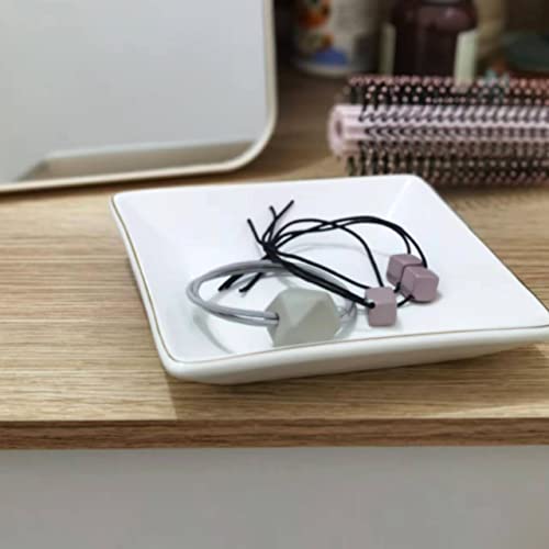 HANKOR White Ceramic Jewelry Dish Tray - Decorative Trinket Holder for Rings & Earrings