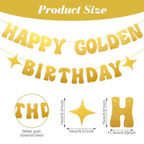 Happy Golden Birthday Banner - Premium Glitter Party Decor