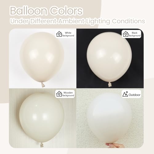 122pcs Sand White Beige Latex Balloons for Baby Shower & Parties