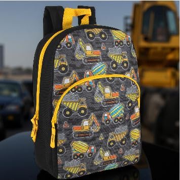 Trail maker 15 Inch Kids Backpacks for Boys & Girls | Preschool, Kindergarten, Elementary School Backpacks with Adjustable, Padded Straps (Tough Trucks)