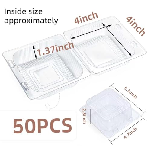 50 Heavy Duty Clear Clamshell Food Containers with Lids