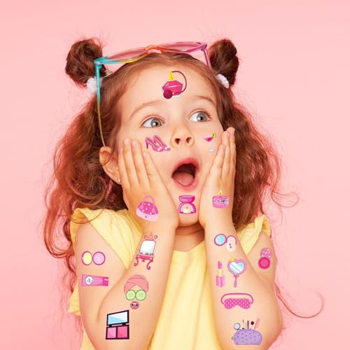 Spa Party Temporary Tattoos for Girls - 110 Pcs Waterproof Fake Tattoos