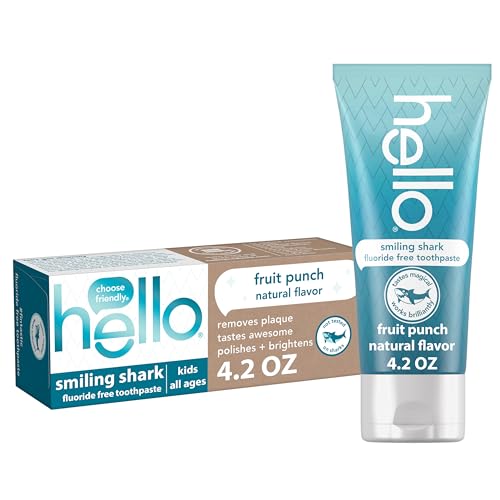 Hello Smiling Shark Fluoride Free Kids Toothpaste Fruit Punch 4.2 oz