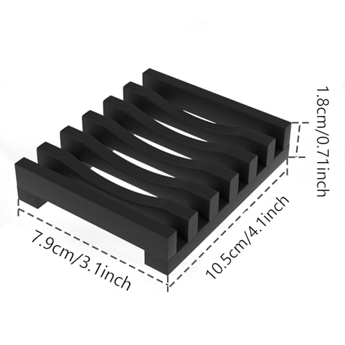 Topsky 2-Pack Silicone Soap Dish - Non-Slip Self-Draining Soap Saver (Black)