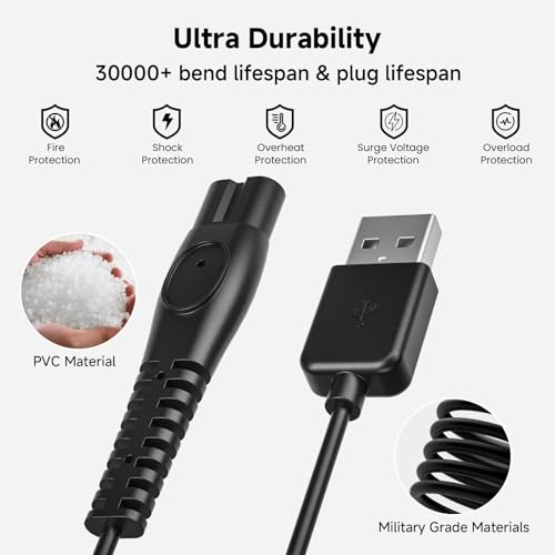 5V USB Charger Cord for Philips Norelco OneBlade & Beard Trimmer