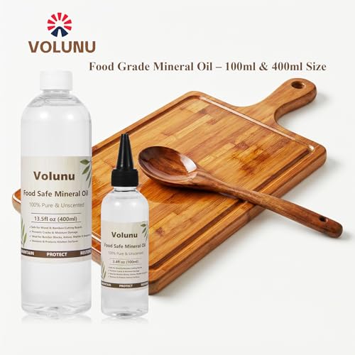 VOLUNU Food Grade Mineral Oil for Cutting Boards & Wood Surfaces - 6.8oz