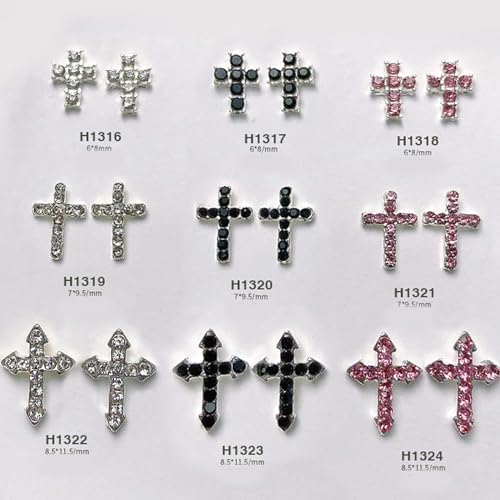 3D Alloy Cross Nail Gems 10-Pack Rhinestone Nail Art Decorations Supplies