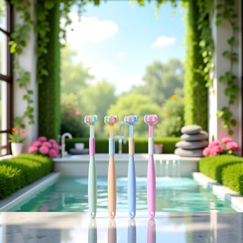 ZLmoue 3-Sided Soft Bristle Toothbrush 2-Pack Wrap-Around Deep Clean