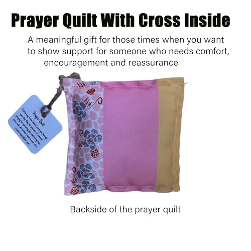 Inspirational Pocket Prayer Quilt - 4x4 Inches with Cross Design